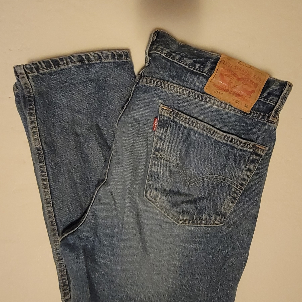 Levi's 511 Slim Fit Men Jeans, Distressed, W36 L30, Blue